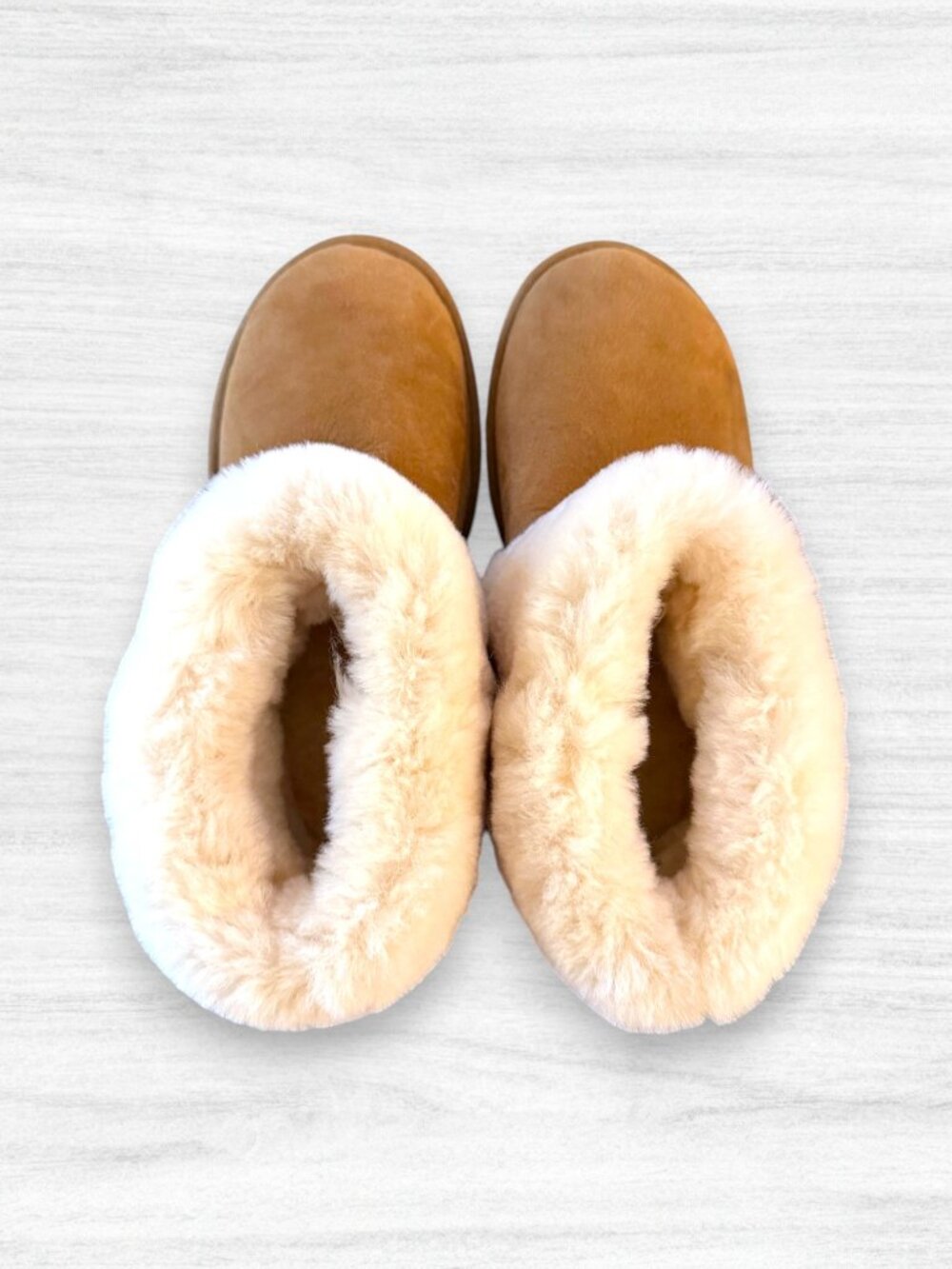 UGG Classic Mini Fluff Chestnut Sheepskin Boots Women’s 9 Foldover Cuff - Picture 6 of 10